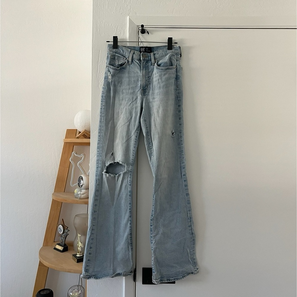 GAP Light Wash Flared Ripped Jeans